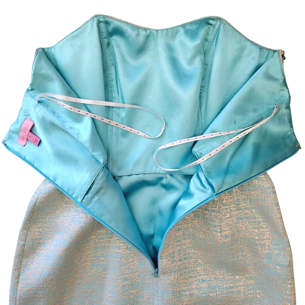 Lilly Pulitzer Raya Blue Icing Strapless Mint Aqua Beaded Sweetheart Dress - Picture 13 of 17